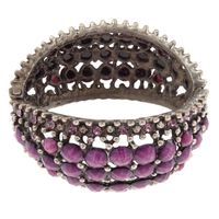 Metalowa sztywna bransoletka z fioletowymi kamieniami