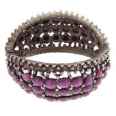 Metalowa sztywna bransoletka z fioletowymi kamieniami