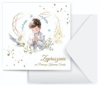 Zaproszenia na komunię komunijne PREMIUM + koperta dla chłopca