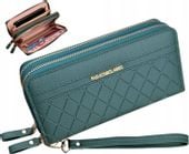Portfel Duży Skóra Damski Dwukomorowy Podwójny