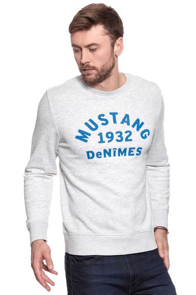 MUSTANG BLUZA Basic Crewneck LIGHT GREY MEL. 1007003 4163 2XL zdjęcie 4