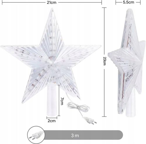 Gwiazda Czubek 31 Led Biały Ciepły na Choinkę Święta Świecąca Ozdoba Szpic na Arena.pl