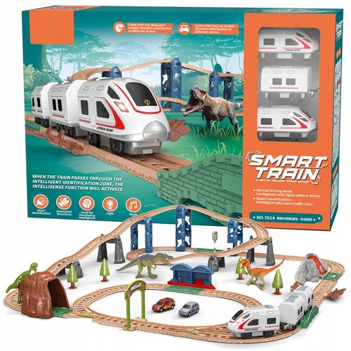 Interaktywna KOLEJKA elektryczna DŹWIĘKI pociąg wagony zwrotnice dinozaury na Arena.pl