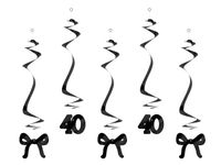 Dekoracja wisząca świderki na 40 urodziny z kokardkami, czarne