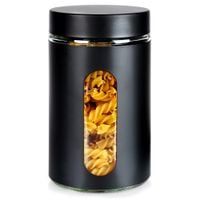 Pojemnik Szklany Czarny Kuchenny na Żywność Produkty Sypkie Szczelny 1L