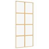 Drzwi przesuwne, złote, 90x205 cm, przezroczyste szkło ESG