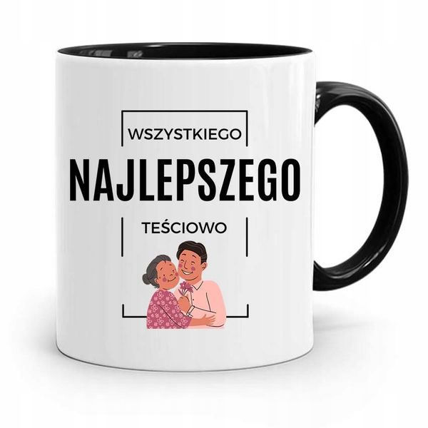 Kubek Czarny Prezent Dla Teściowej Najlepszego Z Nadrukiem Ze Zdjęciem zdjęcie 1