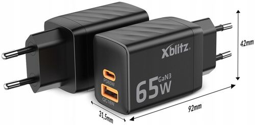 SZYBKA PODWÓJNA ładowarka sieciowa Xblitz XC2 GaN3 USB-C PD 65W USB-A QC3.0 na Arena.pl