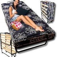 MOCNE ŁÓŻKO SKŁADANE TURYSTYCZNE POLOWE Z MATERACEM 80x190 120KG NA KÓŁKACH