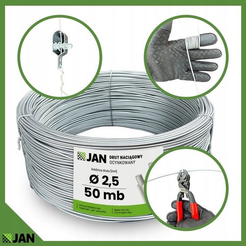 DRUT ocynkowany NACIĄGOWY sadowniczy 2,5 do SIATKI OGRODZENIOWEJ 50m na Arena.pl
