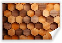 Fototapeta PREMIUM STRUKTURA ZMYWALANA SZEŚCIOKĄTNE PANELE 3D DREWNO DĄB
