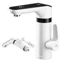 Przepływowy PODGRZEWACZ wody biały KRAN bateria stojąca IPX4 WYŚWIETLACZ