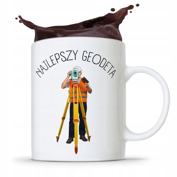 Kubek Prezent Dla Geodety Najlepszy Geodeta Z Nadrukiem Ze Zdjęciem zdjęcie 1