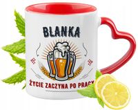 Dla Blanki Kubek Czerwony Z Uszkiem W Kształcie Serca Na Prezent
