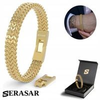 Bransoletka męska ze stali szlachetnej SERASAR [Franco] - Złota - 20cm
