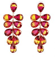 Kolczyki żółte fuksja malina GRONA XXL 3-0221