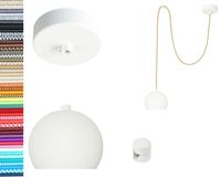 LAMPA wisząca KULA BIAŁA z białym hamulcem pojedyncza 2m