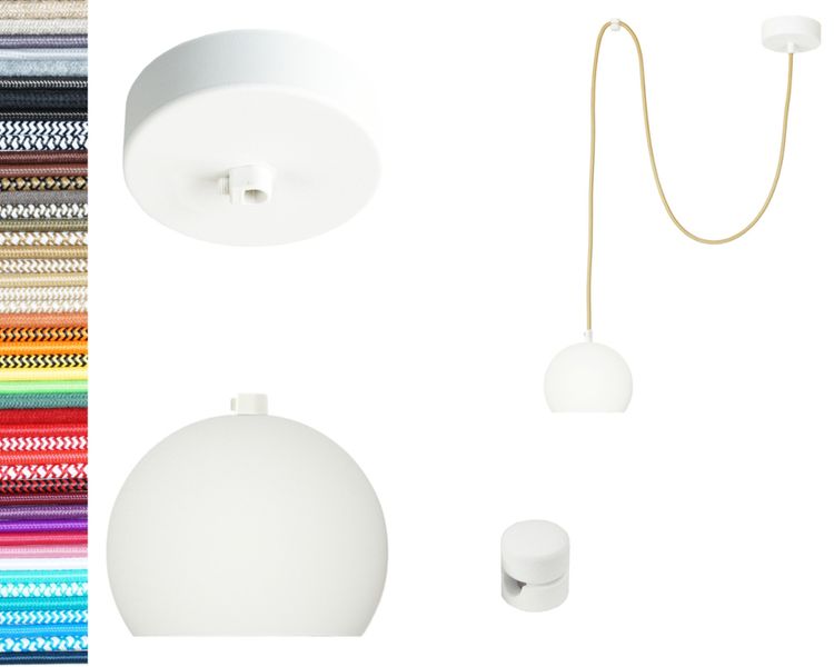 LAMPA wisząca KULA BIAŁA z białym hamulcem pojedyncza 2m zdjęcie 1