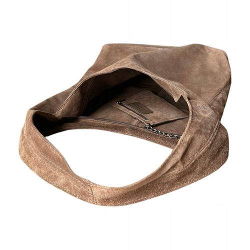 TAUPE ZAMSZOWA TOREBKA WOREK CAPPUCCINO ZAMSZ NATURALNY WOREK NA ZAMEK na Arena.pl