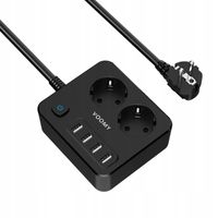 Voomy S2 6-w-1 Listwa Zasilająca: 2x Gniazda, 4x USB 3.1A, 4000W, 2m Kabel