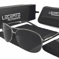 OKULARY PRZECIWSŁONECZNE POLARYZACYJNE UV400 LECERTO AVIATOR ZESTAW ETUI