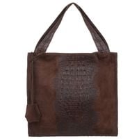 VERA PELLE torebka zamszowa shopper kroko na ramię V549 c.brązowa