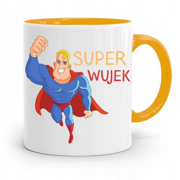 Kubek Żółty Prezent Dla Wujka Super Wujek Z Nadrukiem Ze Zdjęciem zdjęcie 1