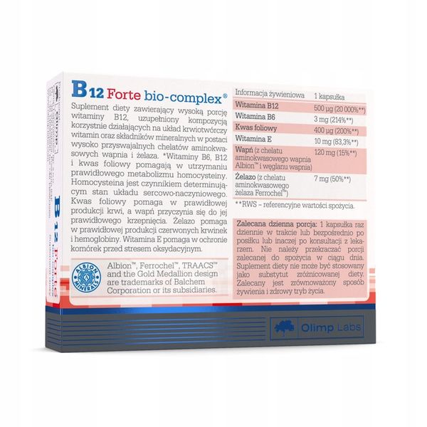 OLIMP B12 FORTE BIO-COMPLEX 2x30kaps WITAMINY B zdjęcie 3