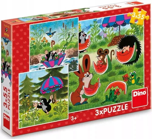 Puzzle Dino Krecik 165 elementów Puzzle Krecik 3 x 55 elementy na Arena.pl