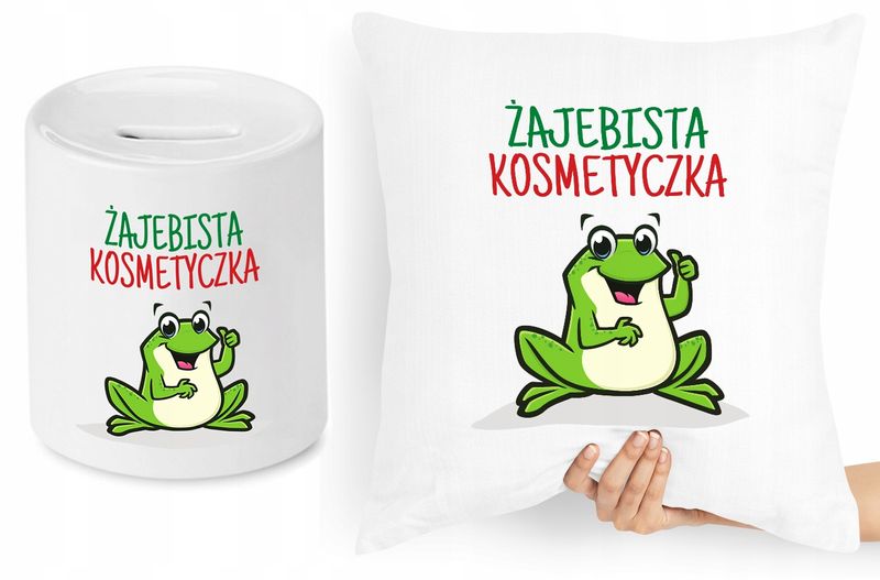 Dla Kosmetyczki Zestaw Poduszka + Skarbonka Z Nadrukiem Ze Zdjęciem zdjęcie 1