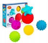 DUMEL PIŁKI SENSORYCZNE KOLOROWE RÓŻNA FAKTURA 6 SZTUK 12M+