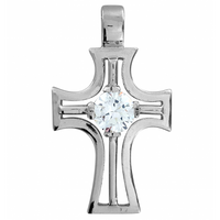 SREBRNY KRZYŻ OZDOBNY Z DUŻĄ CYRKONIĄ SREBRO PRÓBY 925