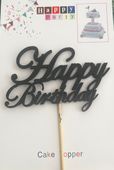 TOPPER NA TORT KOLOR CZARNY HAPPY BIRTHDAY DREWNIANY PRODUKT POLSKI