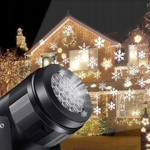 ŚWIĄTECZNY PROJEKTOR LED NA DOM ZEWNĄTRZ PŁATKI ŚNIEGU RZUTNIK NOWOŚĆ 2024 na Arena.pl