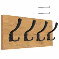 WIESZAK ŚCIENNY PANELOWY 4 MOCNE DUŻE CZARNE HAKI LOFT 45x18CM DĄB LANCELOT