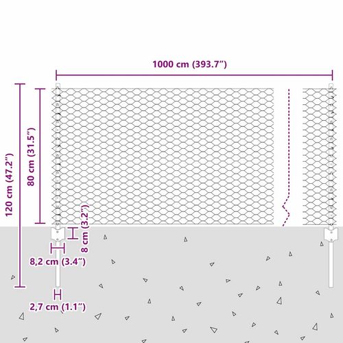 Ogrodzenie z słupkami Zielony 0.8 x 10 m Stal na Arena.pl