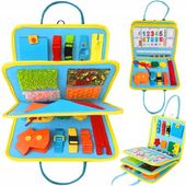 TABLICA MANIPULACYJNA Z ZEGAREM PUZZLAMI DO NAUKI sensoryczna MONTESSORI