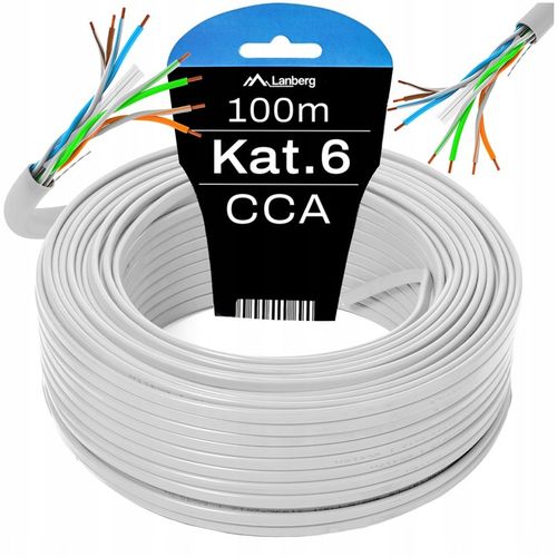 KABEL PRZEWÓD SIECIOWY LAN SKRĘTKA RJ45 UTP KAT.6 CAT.6 100M SZYBKI LANBERG na Arena.pl