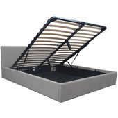 Łóżko tapicerowane z pojemnikiem 160x200 Velio stelaż zagłówek szare