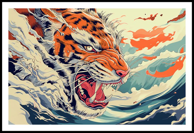 Plakat 86,4x56,8cm Tygrys Na Fali zdjęcie 3