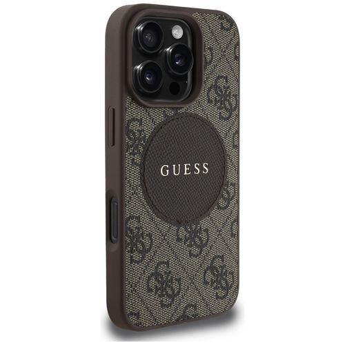Etui Guess 4G Circle Classic Logo        MagSafe do iPhone 16 Pro brązowy na Arena.pl