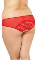 stringi siateczkowe z koronką softline czerwone xl