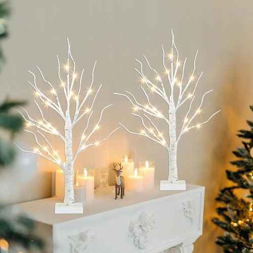 DEKORACJE ŚWIĄTECZNE 2SZT 60CM ŚWIECZĄCE BRZOZY LED ŚWIĄTECZNE DRZEWO STÓŁ na Arena.pl