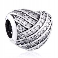 Zawieszka Srebro 925 Charms Koralik Srebrne Serce Cyrkonie