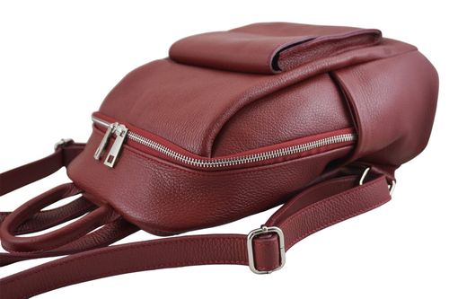 Damski plecak miejski skórzany - Czerwony na Arena.pl