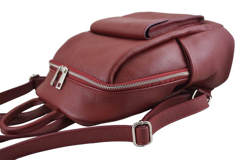 Damski plecak miejski skórzany - Czerwony zdjęcie 5