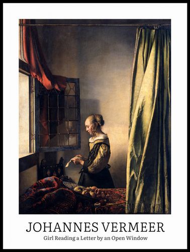 Plakat 60x80cm Design Girl Reading, Vermeer Vintage do Salonu na Arena.pl