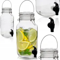 SŁÓJ Z KRANIKIEM DYSTRYBUTOR NA WODĘ NAPÓJ LEMONIADĘ SOK 3,5L SZKLANY SŁOIK