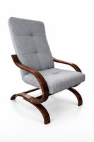 Fotel Relaxo wypoczynkowy salon drewno orzech materiał szary