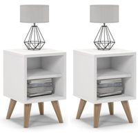 Szafki nocne, 2 sztuki, otwarte, SKAND, 30x30x45 cm, biel, mat | TYLETEGOTU